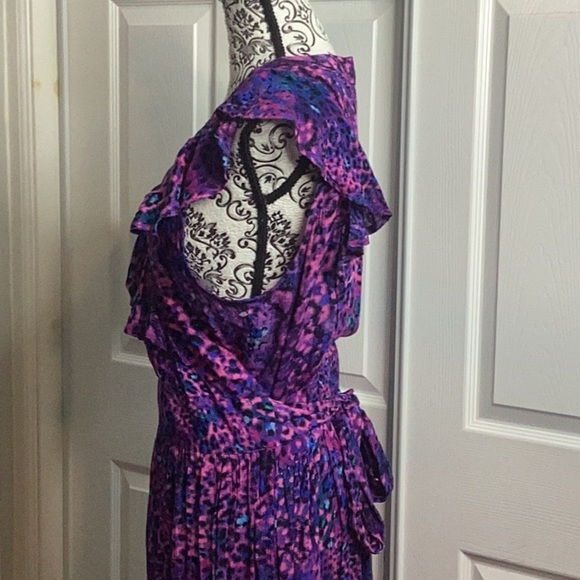 Sofia Jeans By Sofia Vergara Purple and Blue Leopard Print Dress True Wrap New - Picture 4 of 8